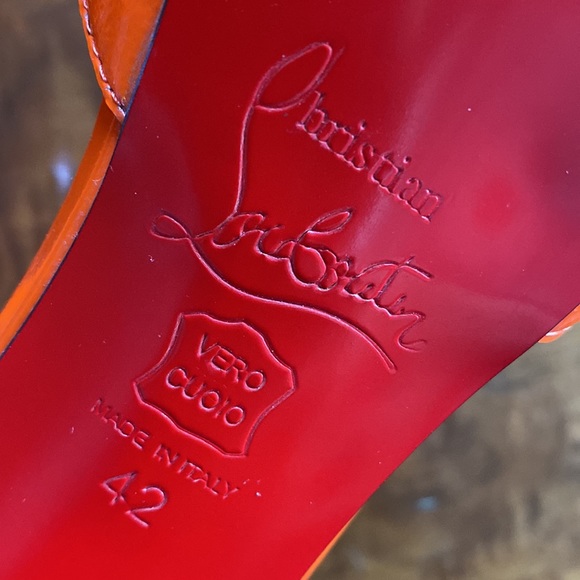 Christian Louboutin Paris Orange Patent Leather Heels - Picture 8 of 8